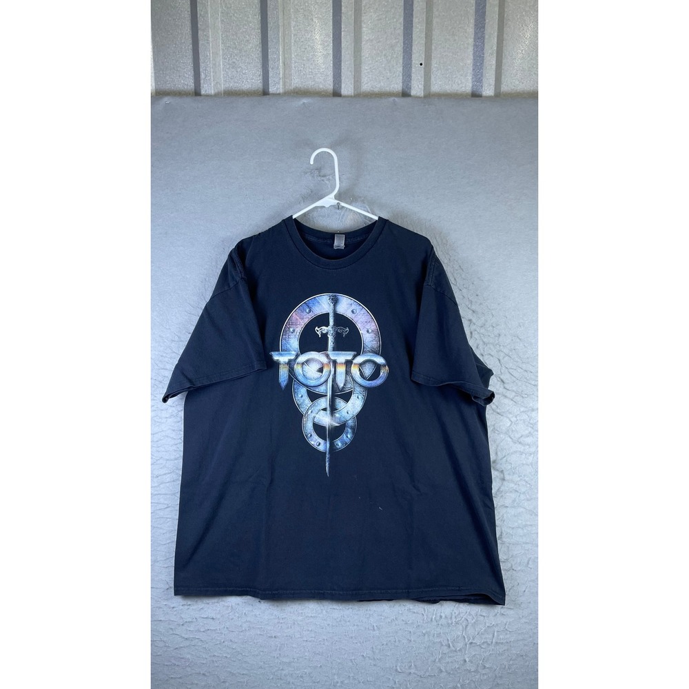 Toto Band Graphic T-Shirt Mens 2XL Black Excellent Sword Logo Heavy Cotton